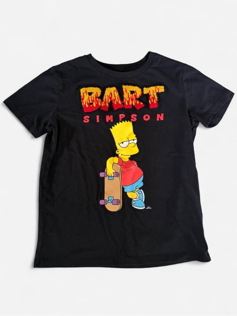 Bart Simpson Black 3D Patched Graphic Baby Tee Y2K